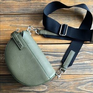 Olive Green Leather Crossbody Bag
